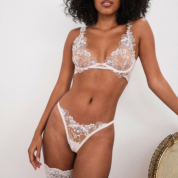 Mae Floral White Thong Panty FOR LOVE & LEMONS Wedding Bridal Collection… - Picture 1 of 2